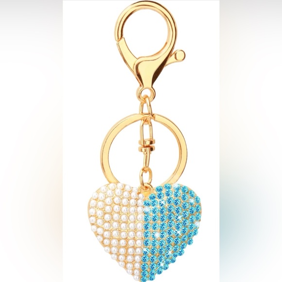 Accessories - Beaded and rhinestone heart bag charm